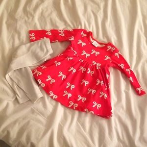 Hanna Andersson long sleeve dress and tights 12-18M